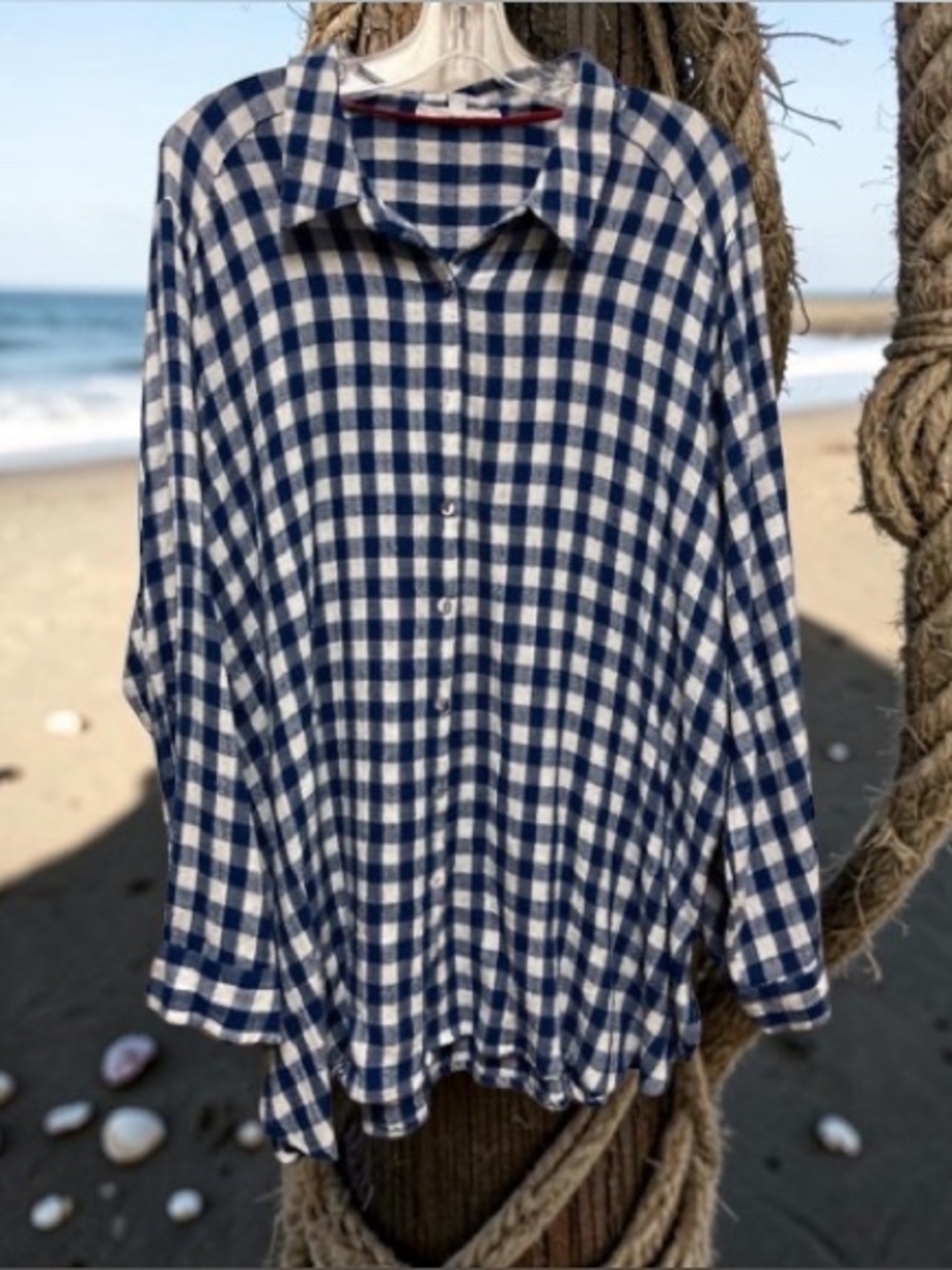 Jane + Delancey Large and Loose Checked Rayon Shirt (2X$